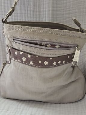 thirty-one Taupe Crossbody with Daisy-Print Accent